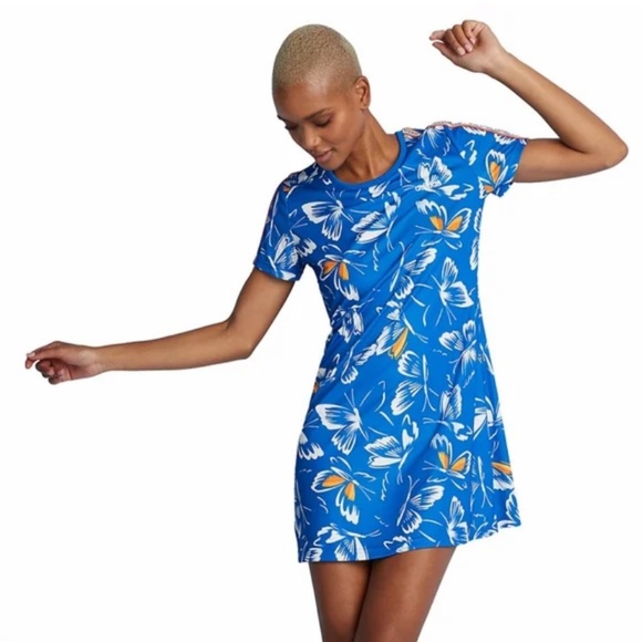 Adidas X Farm Rio Blue Butterfly Dress - Picture 1 of 7